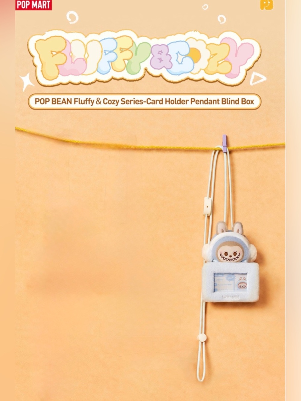 Authentic POP BEAN Fluffy & Cozy - Card Holder Pendant Labubu Toasty Snow Baby